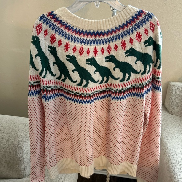 ModCloth Rawr Ambition Dinosaur Patterned Fair Isle Cardigan Sweater Size XL - Picture 3 of 4